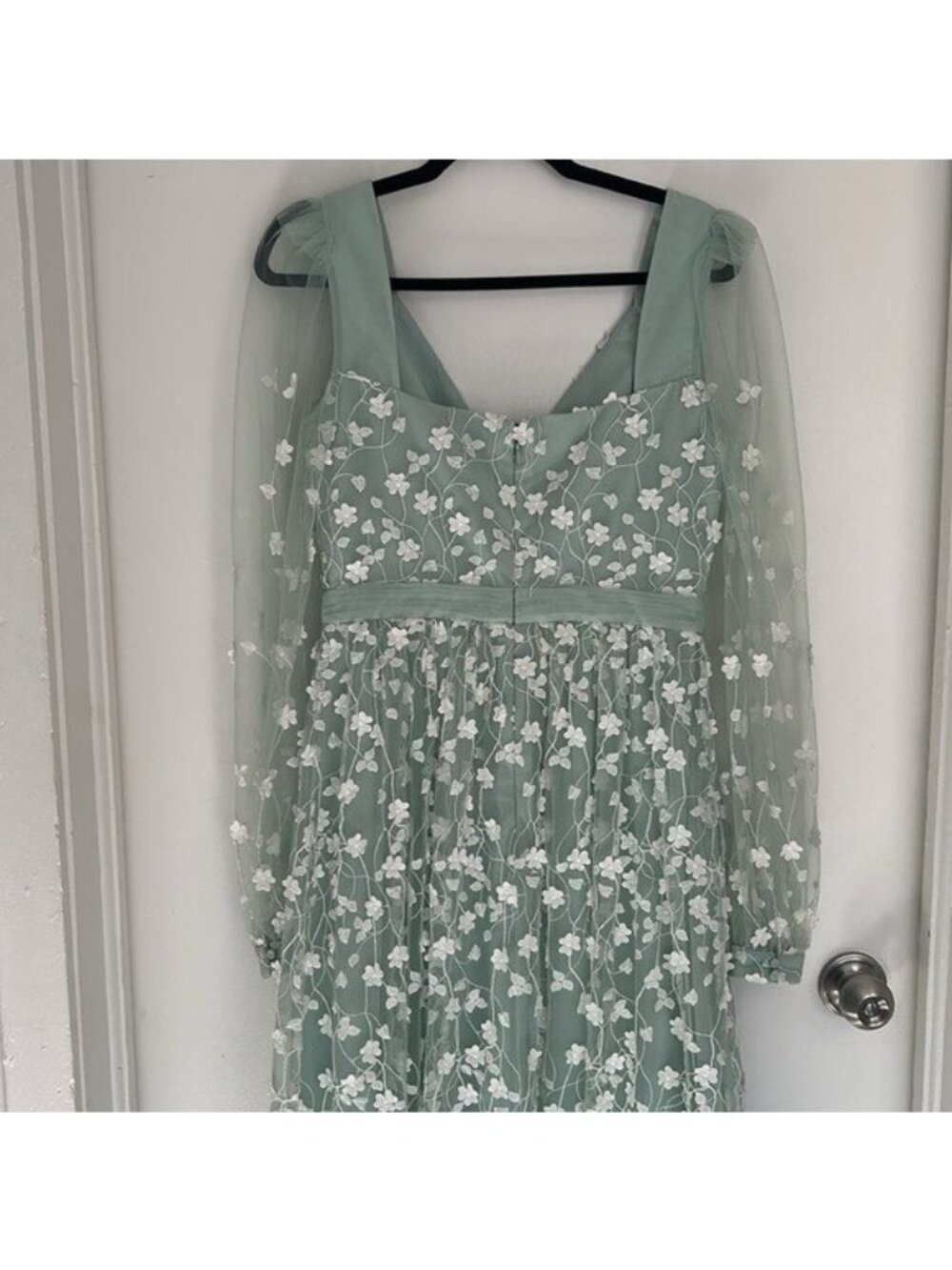 bcbgmaxazria 6 Cheyenne Appliqué Mint Lace Evening Dress Light Green Gown Prom - Picture 10 of 16
